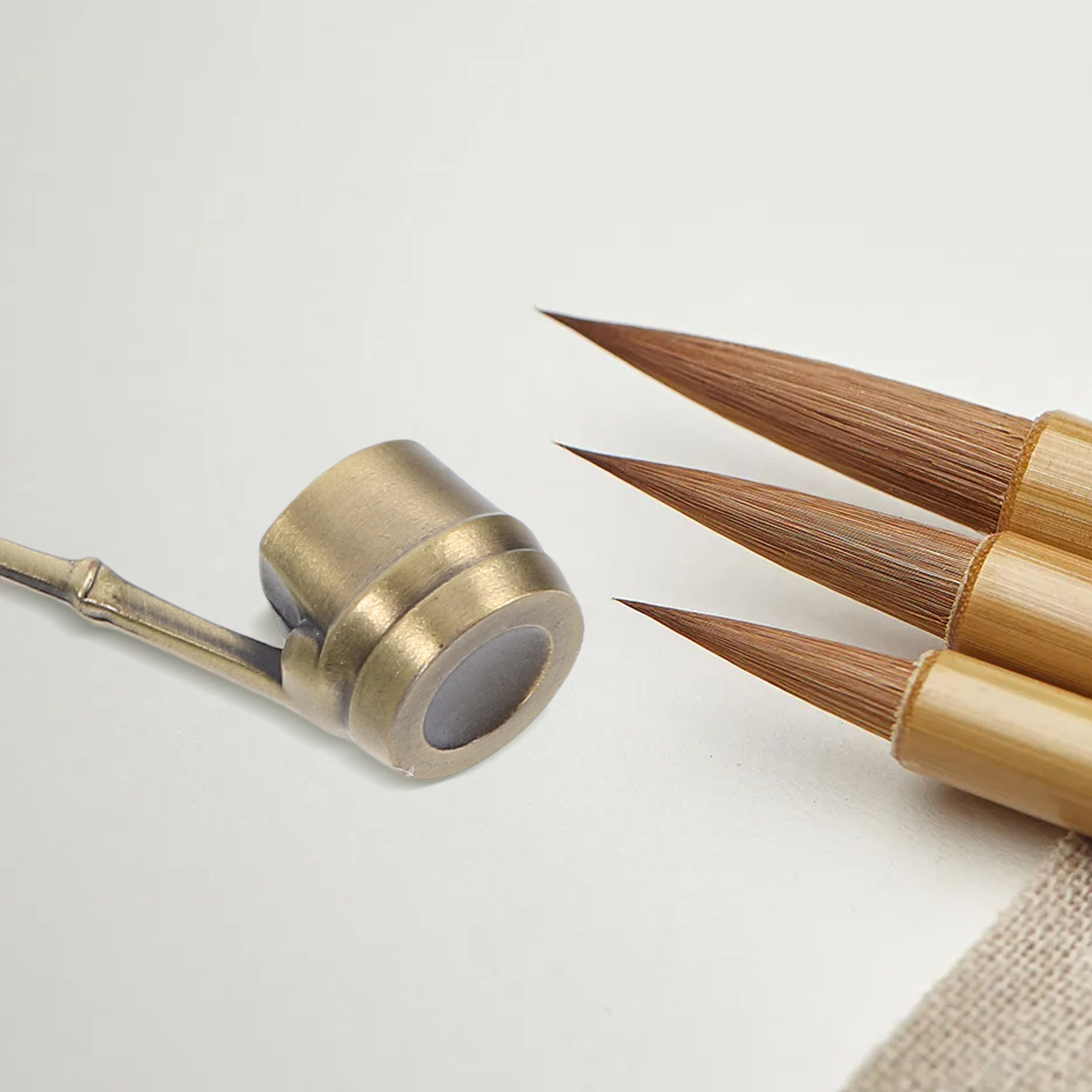 Writing Tools - 書道用水ひしゃく 銅合金製手作り水すくいブラシウォッシャー 絵画用インクストーンツール 絵画筆記用品