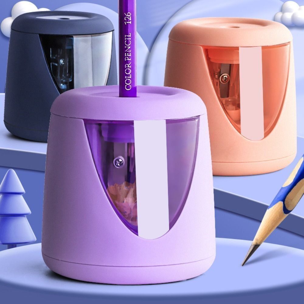 Electric Pencil Sharpener Usb - 装飾ステッカー付き バッテリー/USB/充電式 クリエイティブ文房具 スイッチ式 自動電動鉛筆削り メカニカルツール