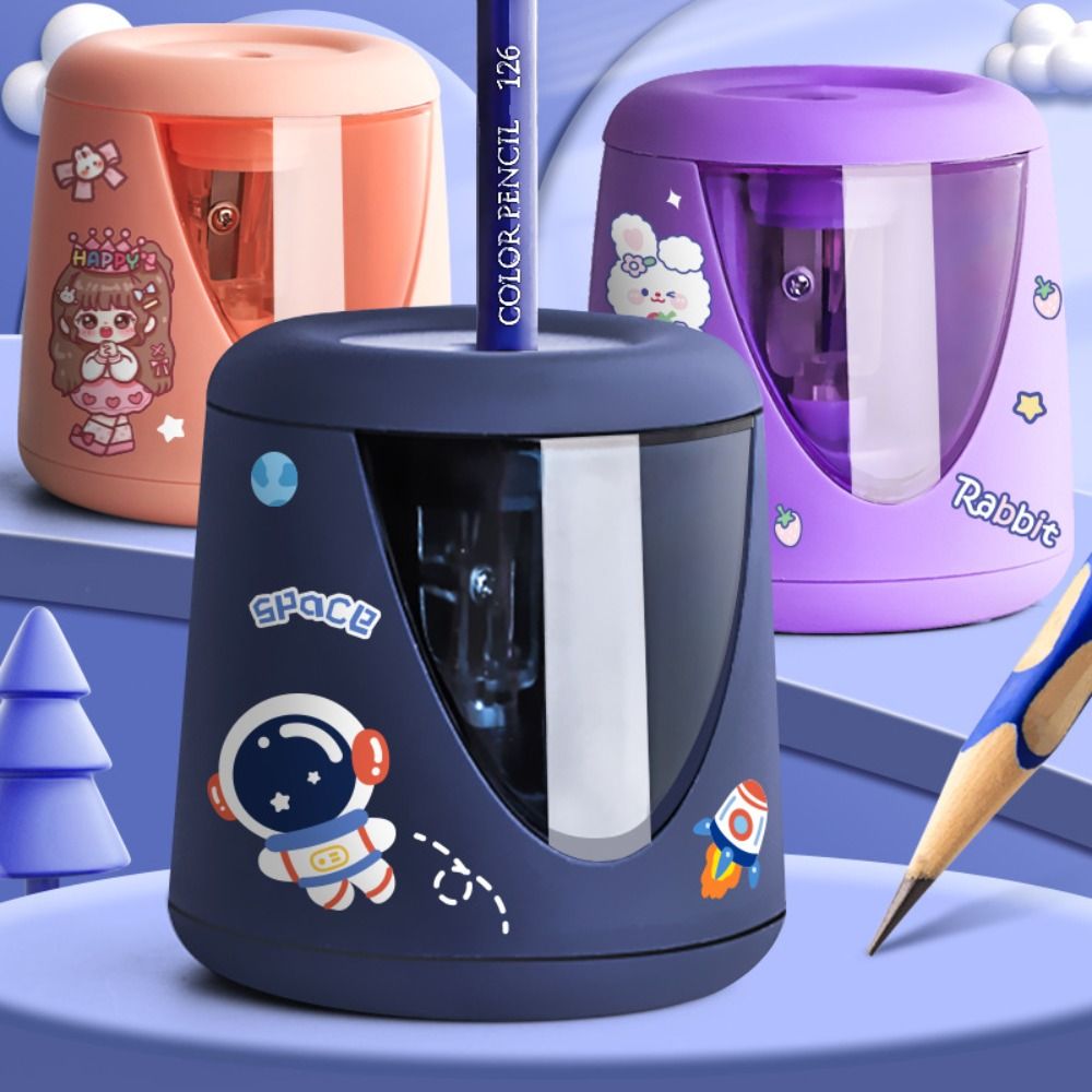Electric Pencil Sharpener Usb - オフィス学用品装飾ステッカー付きクリエイティブ文具スイッチ自動電動鉛筆削り機械工具