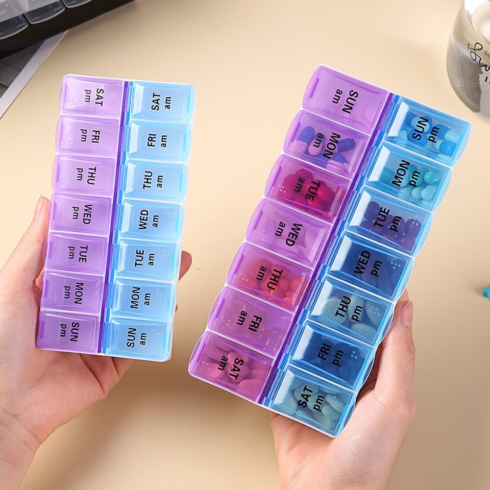 Stationery - 14コンパートメント独立型ピルケースポータブル薬箱ホームオフィストラベルアクセサリー