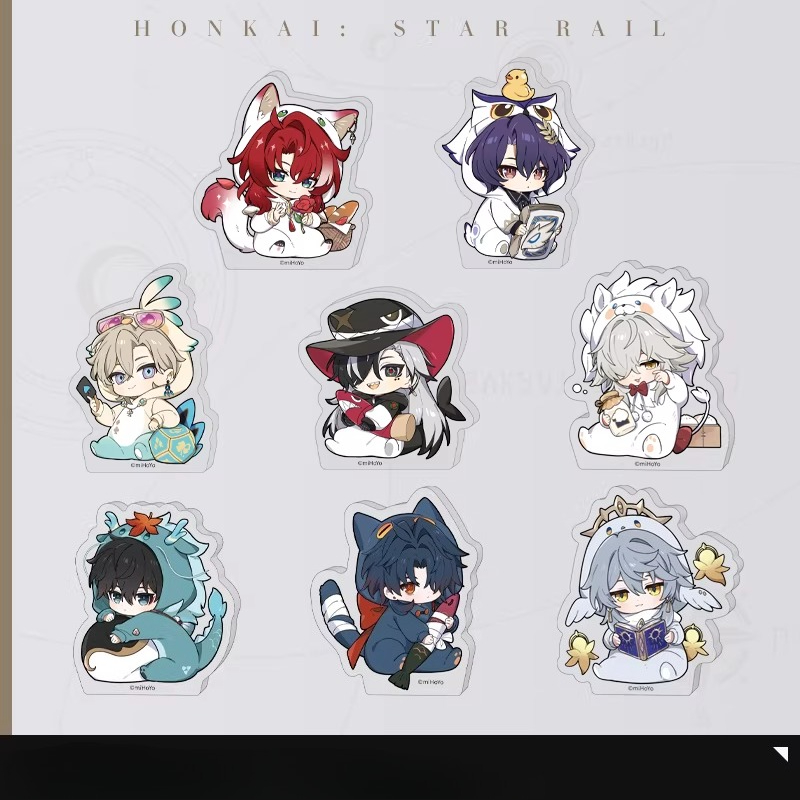 Desk Accessories - Honkai Star Rail ミニアクリルスタンド、男子寮 Q バージョンフィギュア、かわいいデスク装飾アニメグッズ、ファンへのゲームギフト