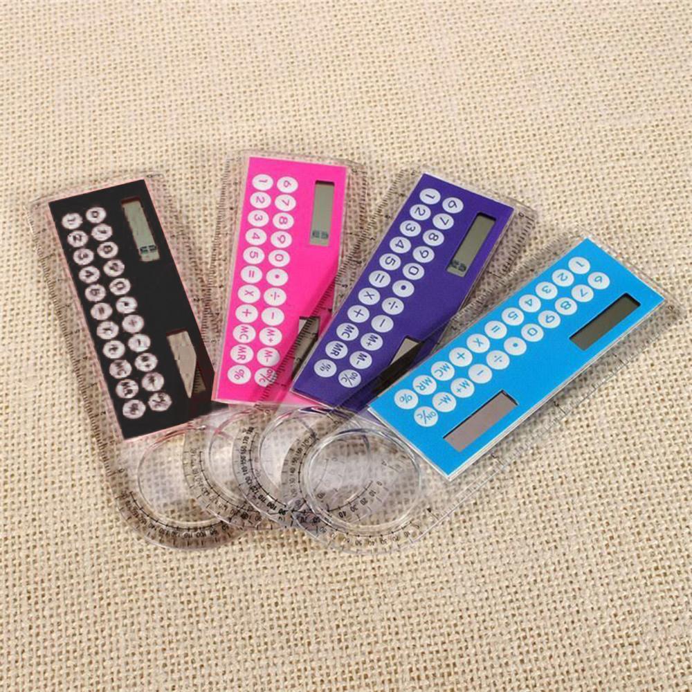 Scientific Calculator For Secondary School - 定規計算機13cm x 4.4cm,6色,ミニ太陽電池透明定規計算機,学生用,学用品,流行2023