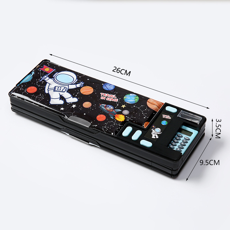 Scientific Calculator For Secondary School - 小学生用のプラスチック製ステーショナリーボックス、両面オープンペンシルケース、クリエイティブな多機能、内蔵電卓