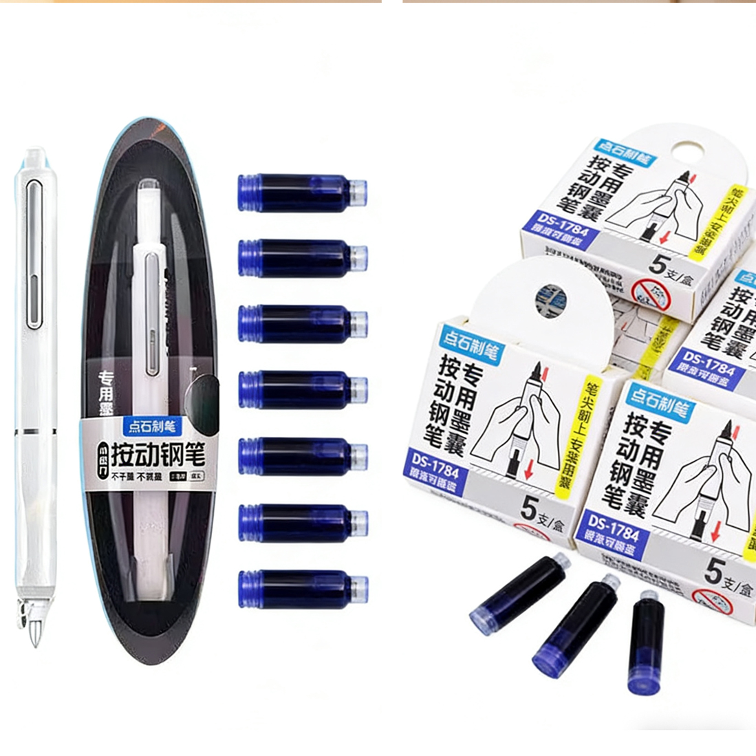 Retractable Eraser Pen Click - 消せる時空カプセルプレスペン 20本入り 格納式万年筆インクカートリッジ スペースカプセルクリック ノンスプラッシュインクペンセット