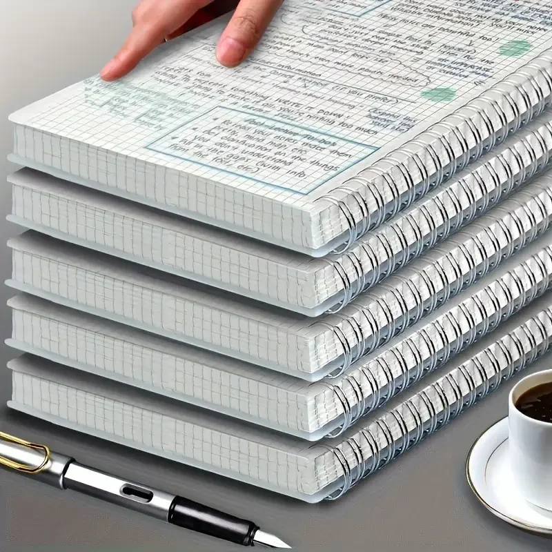 Spiral Bound Grid Notebook A5 - A5 グリッドノートパッド スパイラル綴じスケッチブック ドラフトアジェンダ 描画ノートブック オフィスや学校用品用のライティングパッド