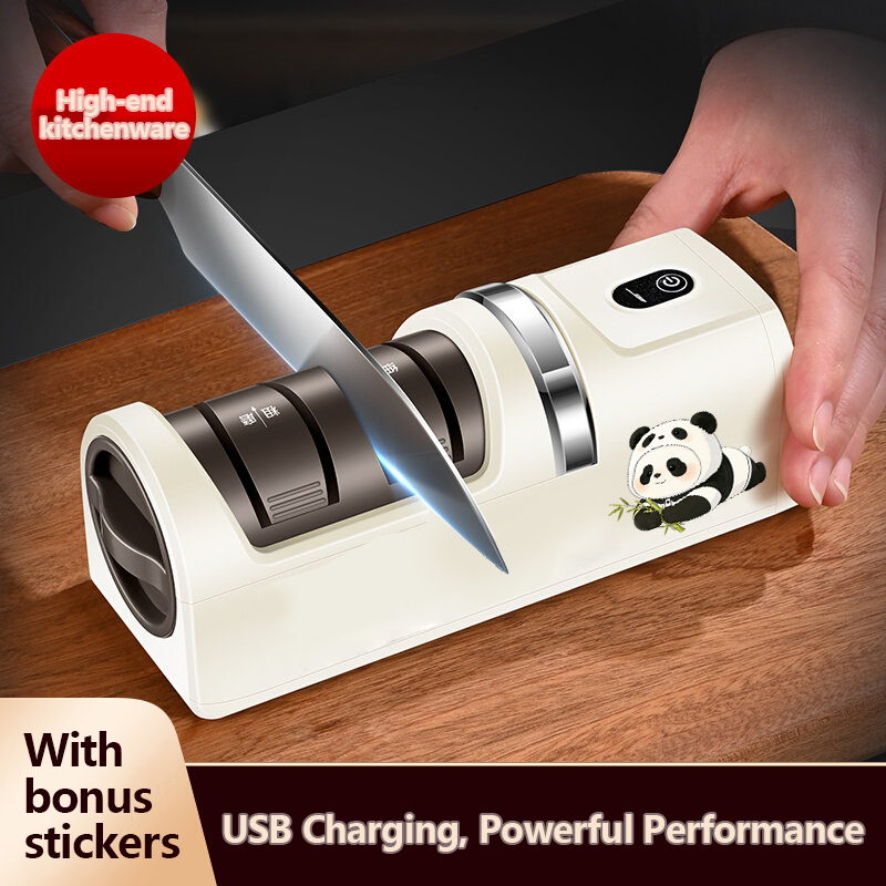 Electric Pencil Sharpener Usb - 3段階速度調整可能な電動ナイフシャープナー、USB充電式、ワイヤレスキッチンナイフ研ぎ器