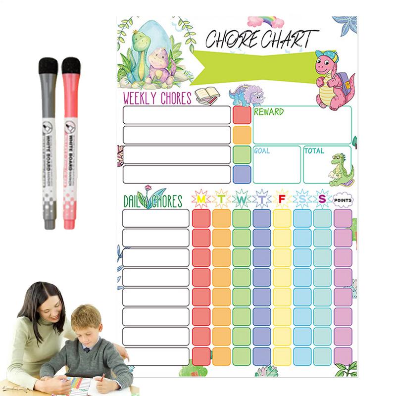 Kids Magnetic Reward Chart Board - 磁気雑用チャート 子供用ウィークリービジュアルスケジュール 磁気ドライイレースボード ご褒美チャート 幼児用 子供