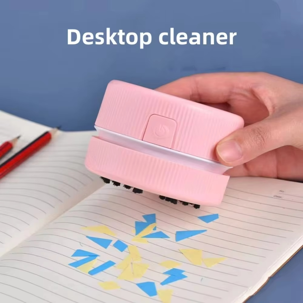 Mini Desktop Vacuum Cleaner For Eraser Dust - ミニデスク掃除機、パンくず/紙くず/消しゴムの破片用のポータブルデスクトップクリーナー、ブラシ付き電池式、かわいいマカロンカラー