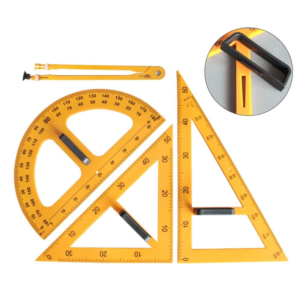 Math Geometry Set With Compass - 耐久性のある大型三角定規、多サイズ数学幾何コンパス、多機能セットスクエア、学校・オフィス用