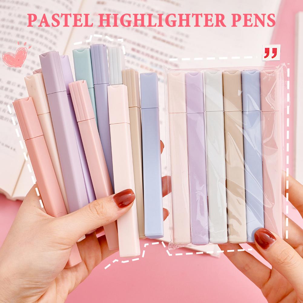 Pastel Highlighter Set Double Ended - カラフルな蛍光ペン 6 本パステル蛍光ペンセットデュアルチップアイケアマーカー ジャーナリング用 速乾性 学校用品