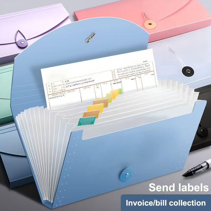 Expandable Accordion File Folder 13 Pockets - 13ポケット付き拡張ファイルオーガナイザー、ラベル付きアコーディオンファイルフォルダー、ポータブル文書・紙幣・領収書オーガナイザー