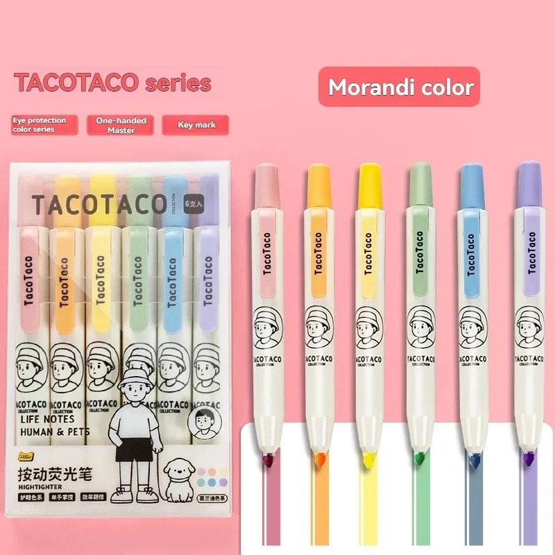 6 ピース/セットパステルカラーマカロン蛍光ペンマーカーペン - Pastel Highlighter Set Double Ended のレビューと価格