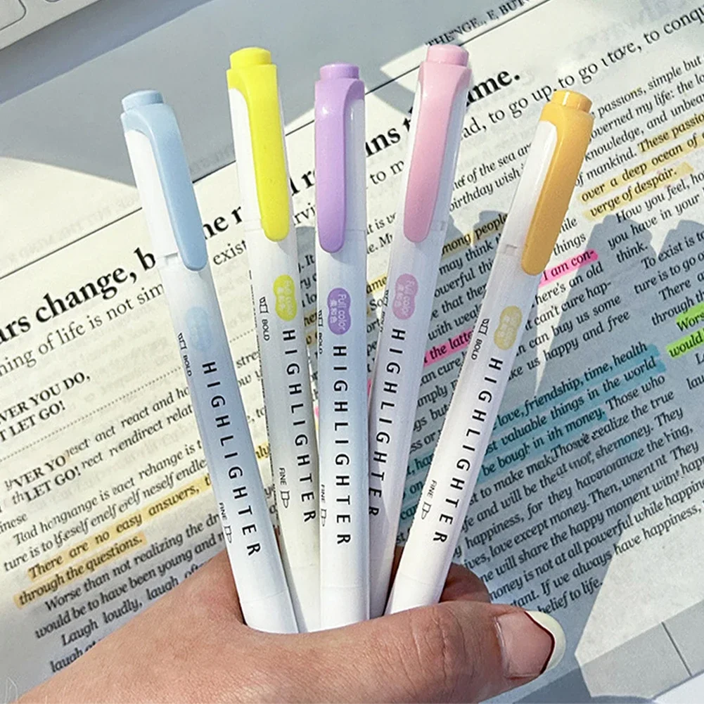 パステルカラー蛍光ペン、デュアルチップ蛍光フックペン、カラー - Pastel Highlighter Set Double Ended のレビューと価格