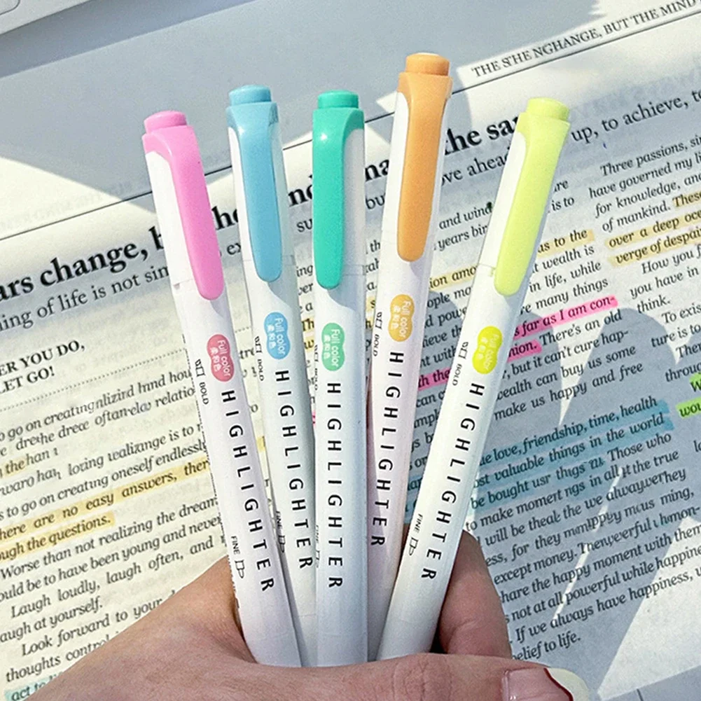 パステルカラー蛍光ペン、デュアルチップ蛍光フックペン、カラー - Pastel Highlighter Set Double Ended のレビューと価格