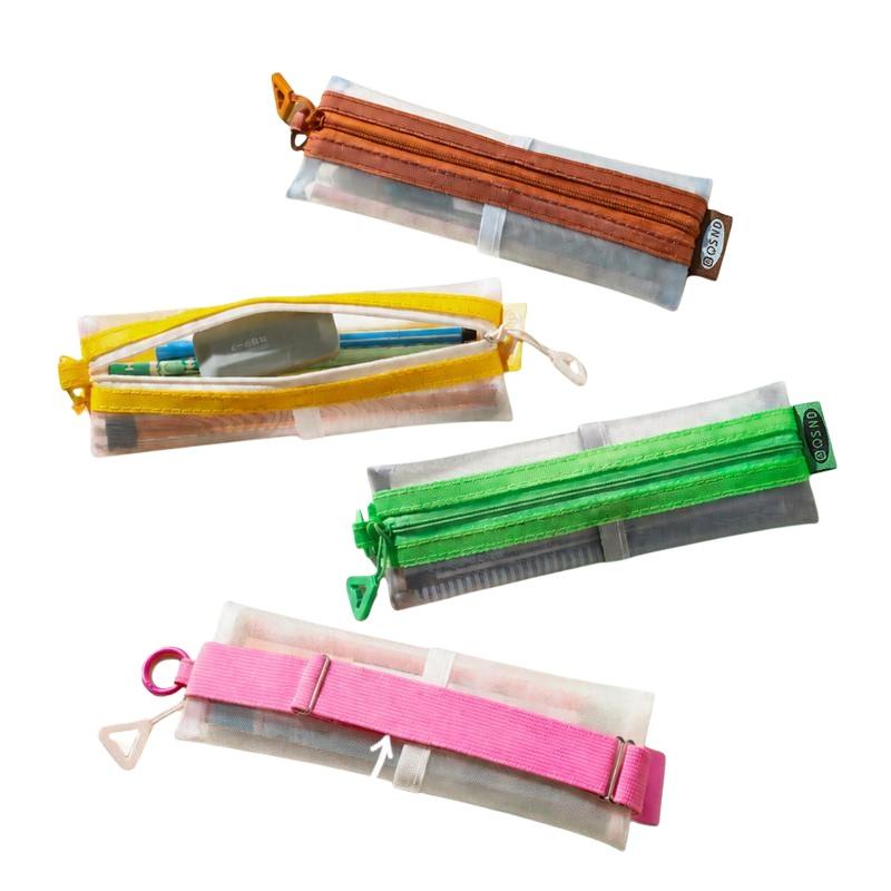 透明メッシュペンシルポーチ デュアルジッパー 調節可能なスト - Clear Mesh Pencil Pouch For Exam のレビューと価格