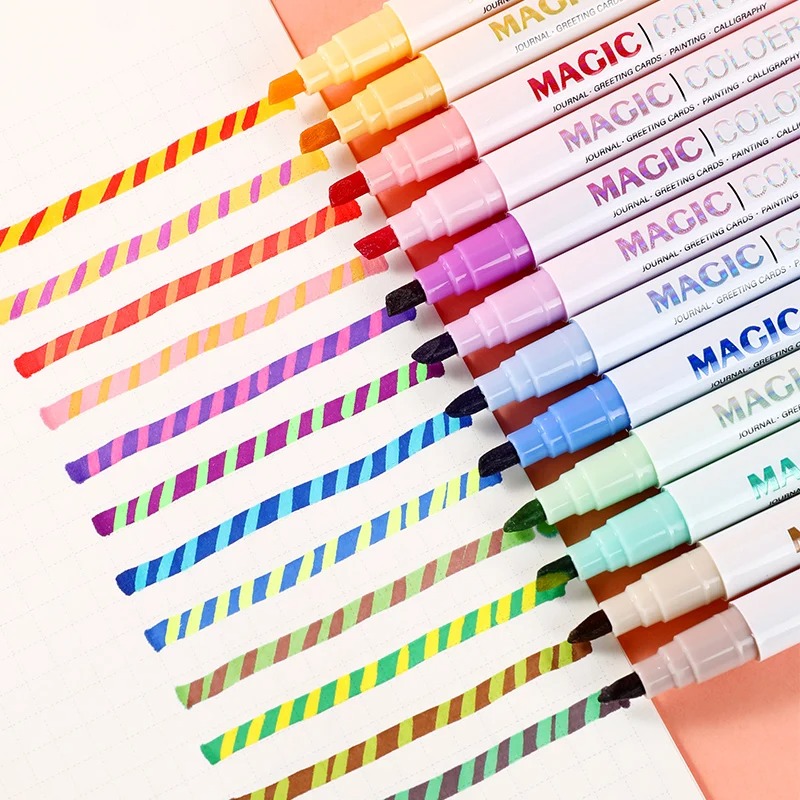 12本入り両端マジックカラーチェンジハイライターペンセット、 - Pastel Highlighter Set Double Ended のレビューと価格