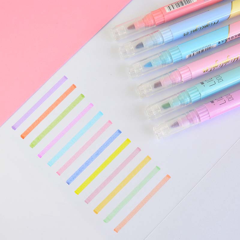 スポーツシューズ,6本,ダブルチップペン,カワイイ,キャンデ - Pastel Highlighter Set Double Ended のレビューと価格
