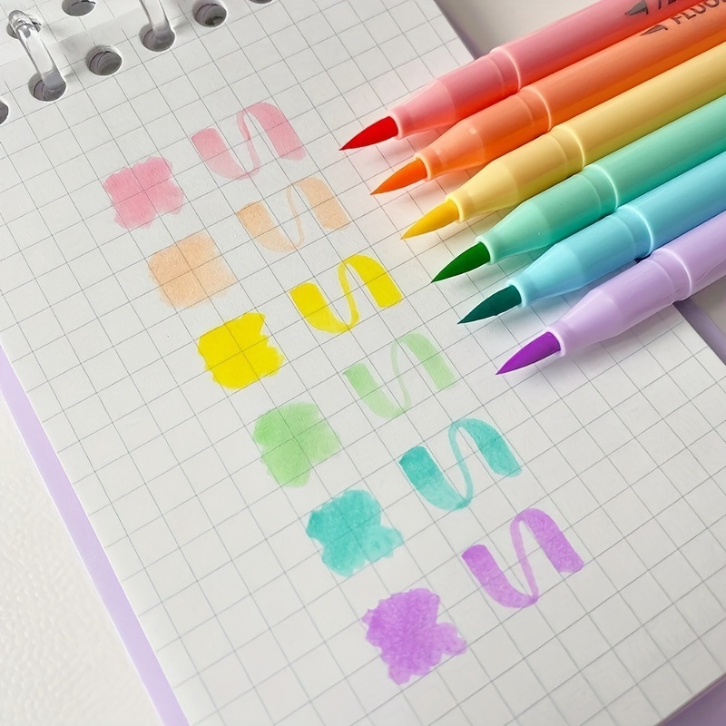 6 個ソフトブラシ蛍光ペンセットパステルマーカー着色蛍光ペン - Pastel Highlighter Set Double Ended のレビューと価格