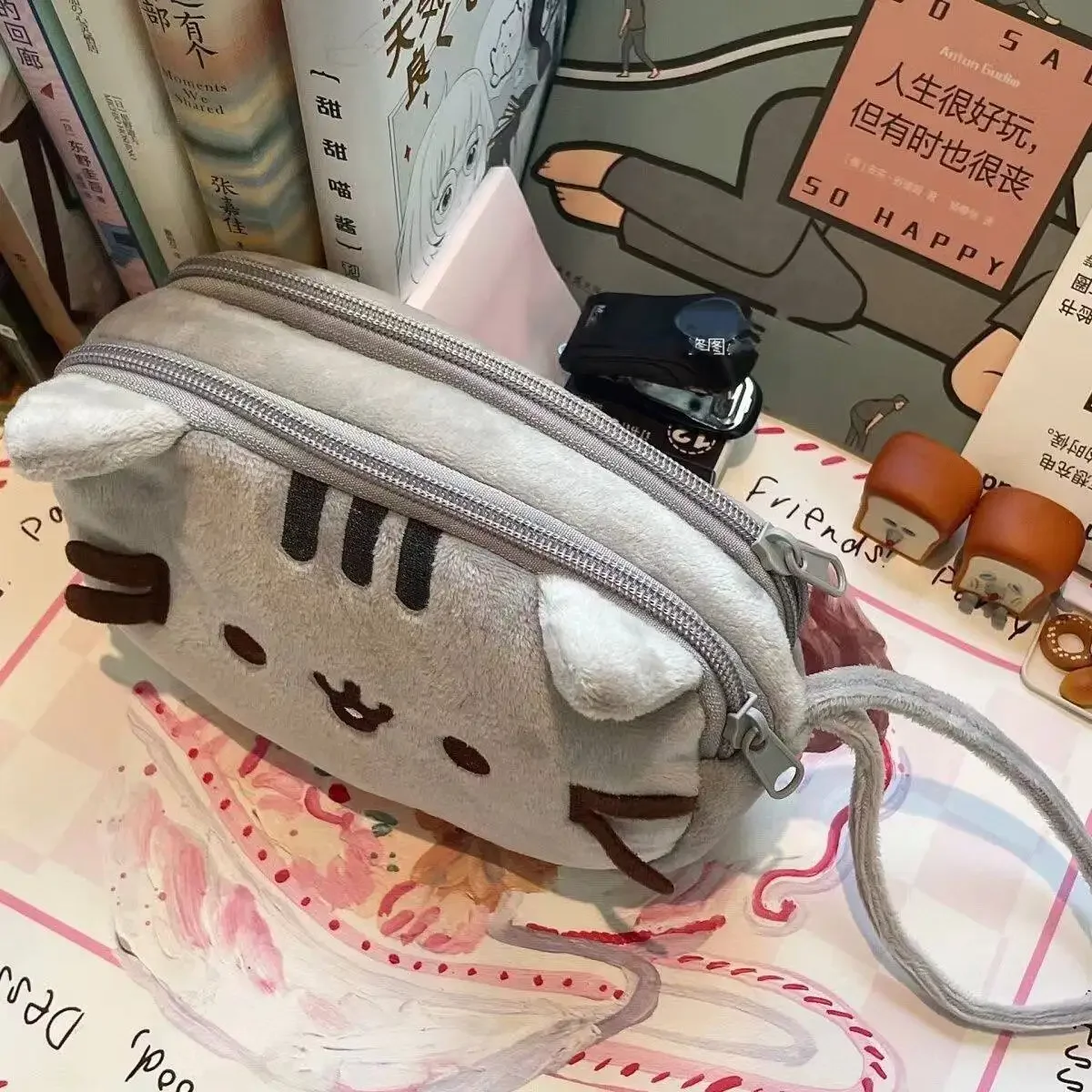 かわいいプシーンの太った猫の漫画ペンケース、大容量学生文房具 - School Supplies のレビューと価格