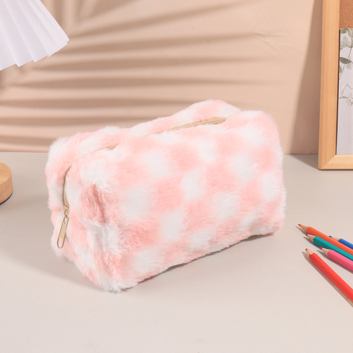 かわいい韓国風チェック柄ペンケース、大型スクールポーチジッパ - Aesthetic Large Pencil Case Pouch のレビューと価格