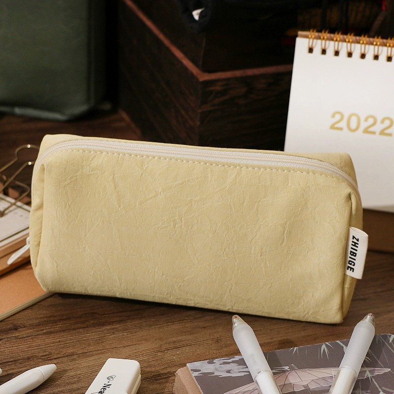 かわいいクリームレザー鉛筆ケース防水大容量文具ポーチかわいい - Aesthetic Large Pencil Case Pouch のレビューと価格