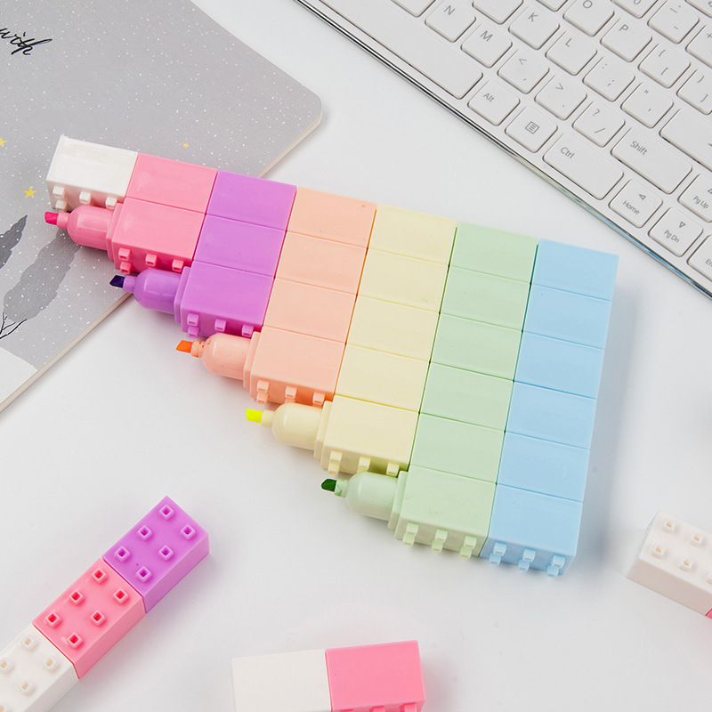6 個パステルカラーボディビルディングブロック蛍光ペンセット - Pastel Highlighter Set Double Ended のレビューと価格