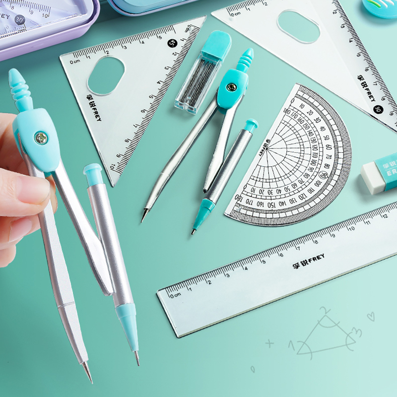 7 個のステンレス鋼コンパスセット数学幾何学ツール消しゴム定 - Math Geometry Set With Compass のレビューと価格