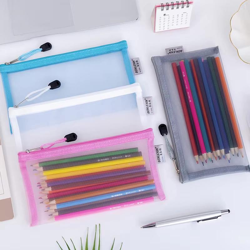 新しい耐久性のあるジッパーメッシュペンシルポーチ透明、学校試 - Clear Mesh Pencil Pouch For Exam のレビューと価格
