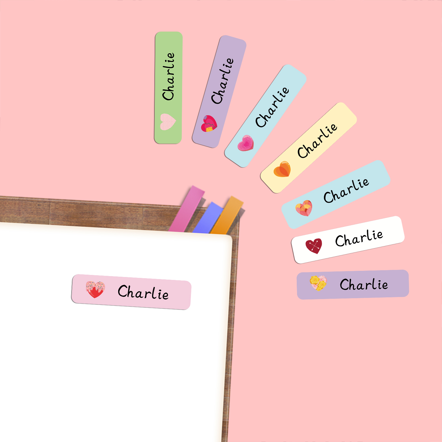 パーソナライズされたハート型の名札ステッカー防水ラベル学用品 - Stationery のレビューと価格