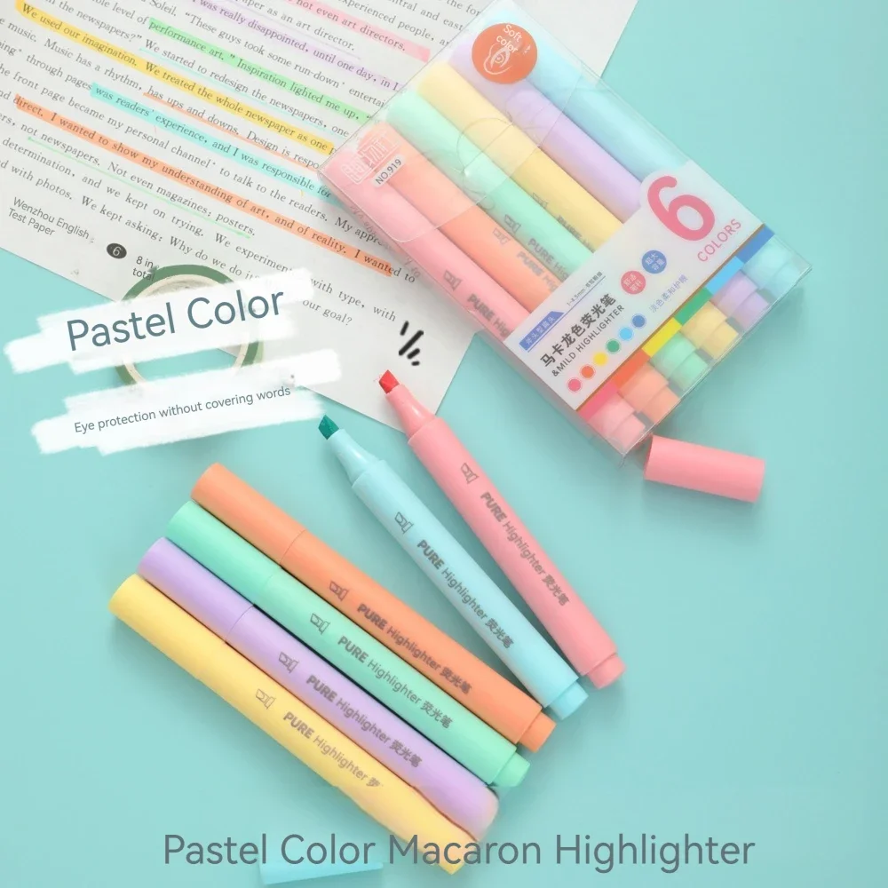 パステル蛍光ペン 6 本 - マカロンカラーマーカーセット、 - Pastel Highlighter Set Double Ended のレビューと価格