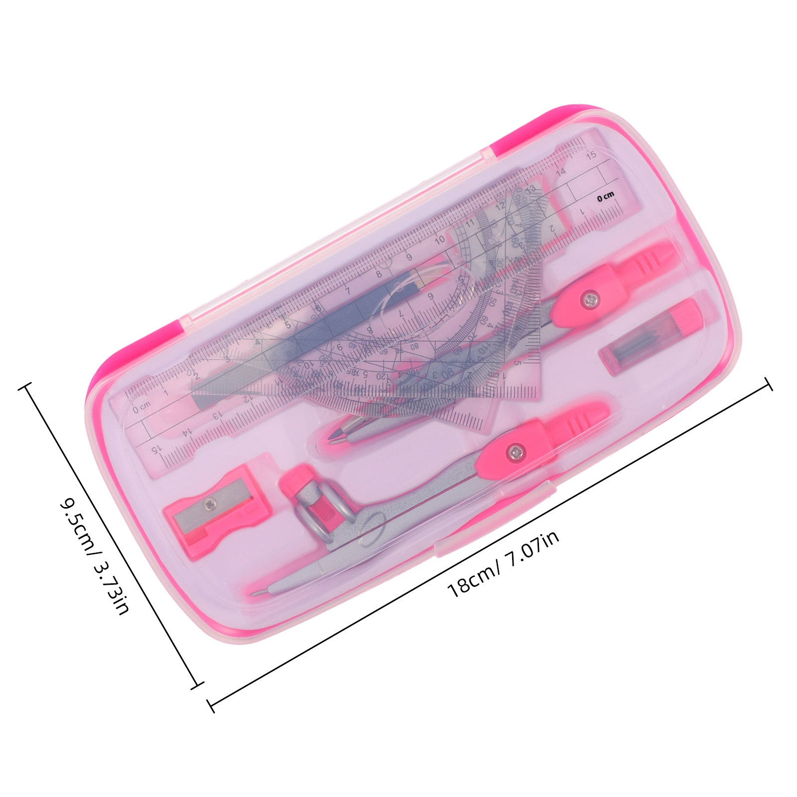 1セットの軽量ポータブルコンパスセット、数学用分度器定規付き - Math Geometry Set With Compass のレビューと価格