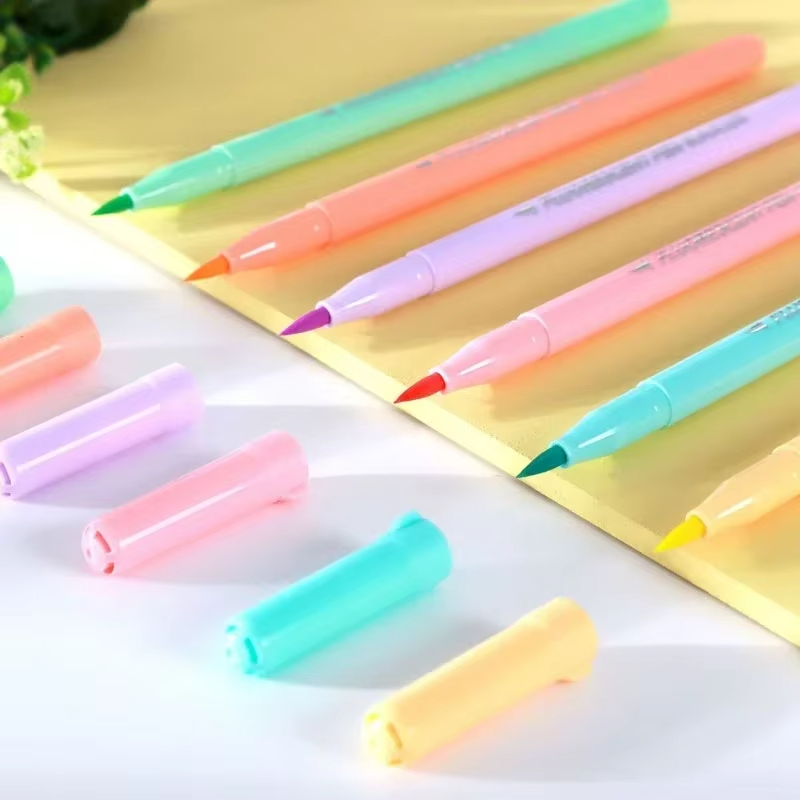 6 色ソフトブラシ蛍光ペンセットパステルマーカーブラシセット - Pastel Highlighter Set Double Ended のレビューと価格