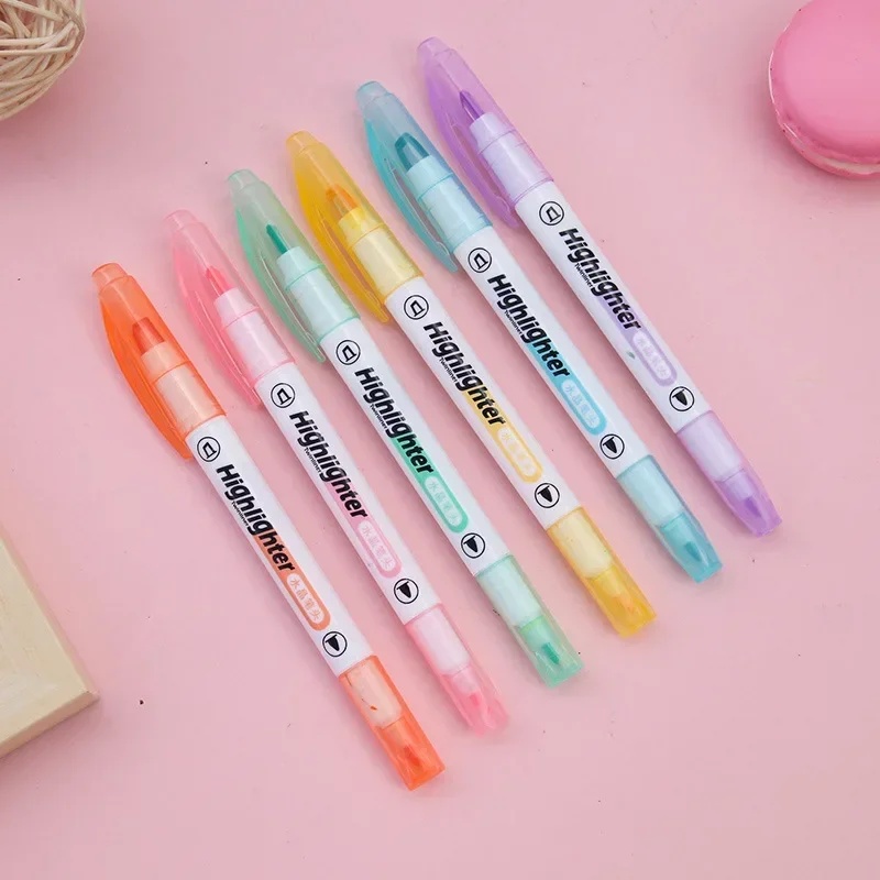 6色セット ユニークな窓付きチップ ハイライターペン ダブル - Pastel Highlighter Set Double Ended のレビューと価格