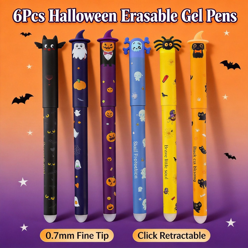 1-6本入り ハロウィン消せるゲルペン、0.7mm クリック - Retractable Eraser Pen Click のレビューと価格