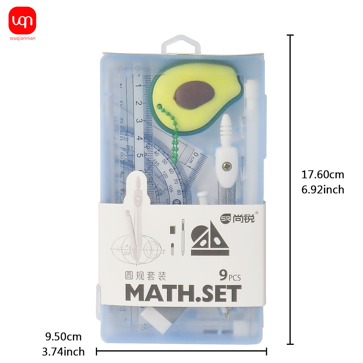 9点セット 学生用数学コンパス 幾何学セット 定規 分度器  - Math Geometry Set With Compass のレビューと価格