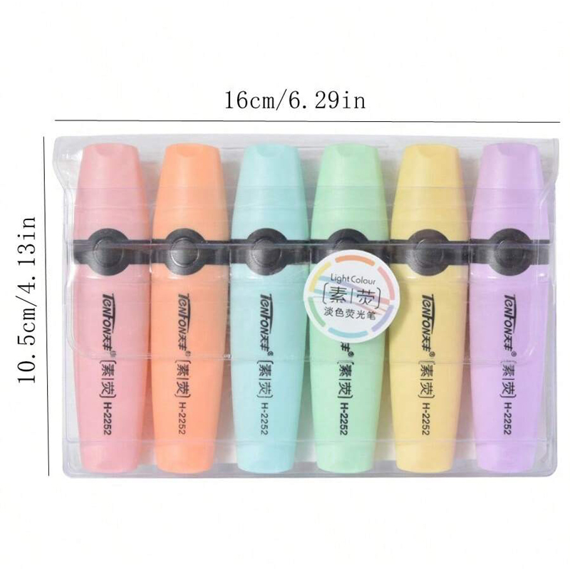 6 ピース/セット蛍光ペンパステルカラーチゼルチップマーカー - Pastel Highlighter Set Double Ended のレビューと価格
