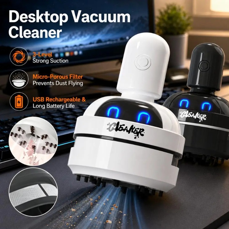 デスクトップクリーナー、掃除機、漫画柄ミニポータブル、消しゴ - Mini Desktop Vacuum Cleaner For Eraser Dust のレビューと価格