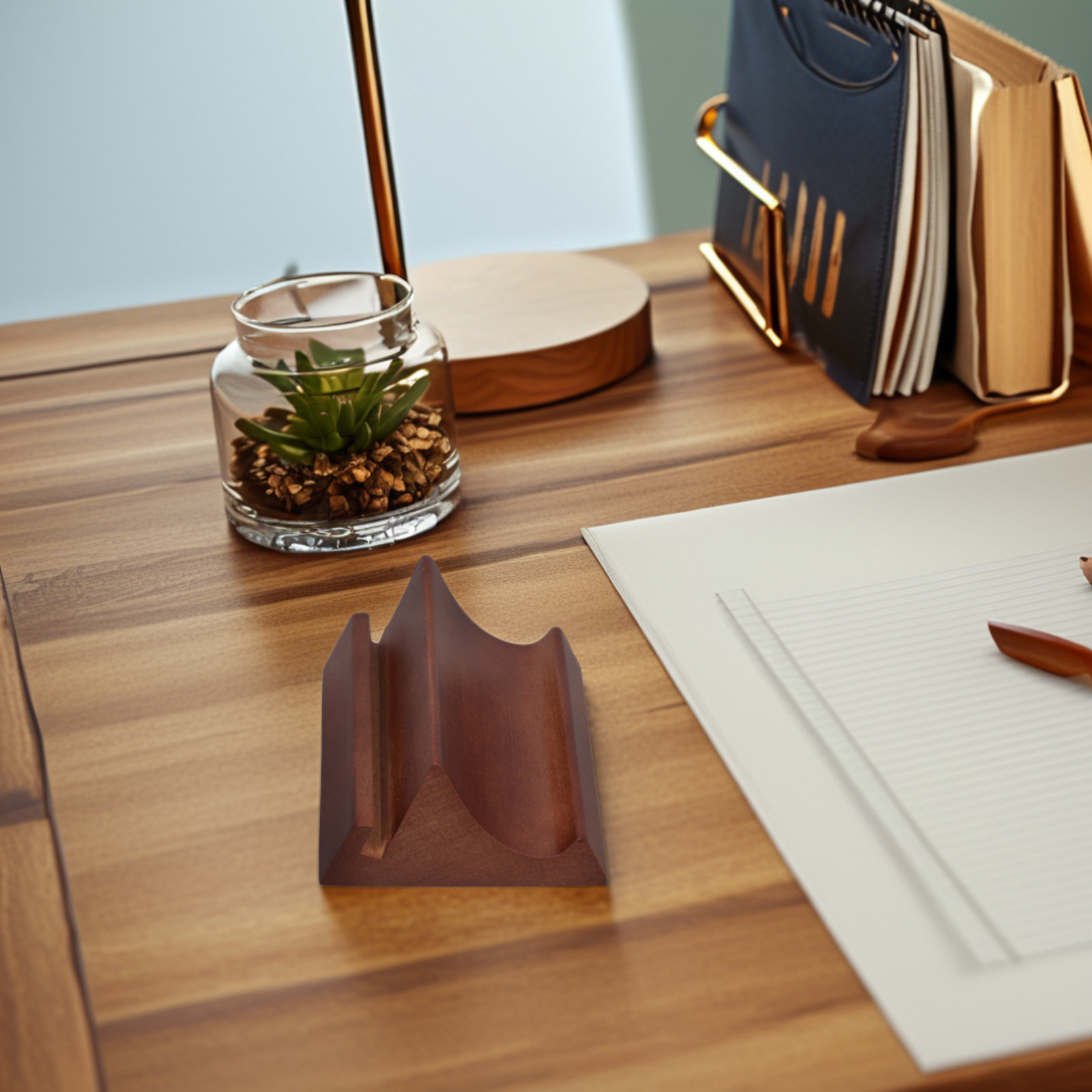 木製デュアルスロット携帯電話・カレンダースタンド デスクトッ - Desk Accessories のレビューと価格