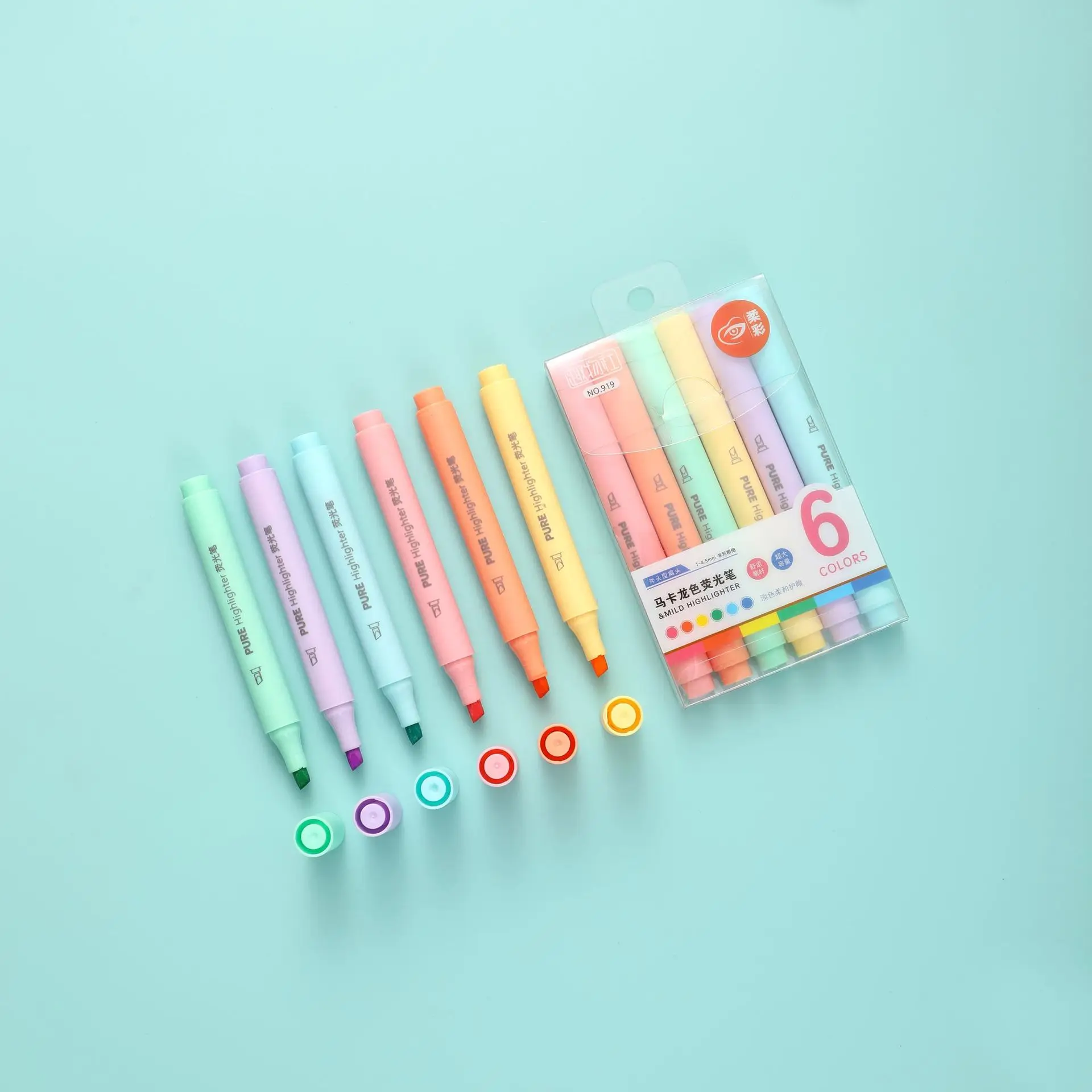 6 ピース/セットパステルカラーマカロン蛍光ペンマーカーペン - Pastel Highlighter Set Double Ended のレビューと価格