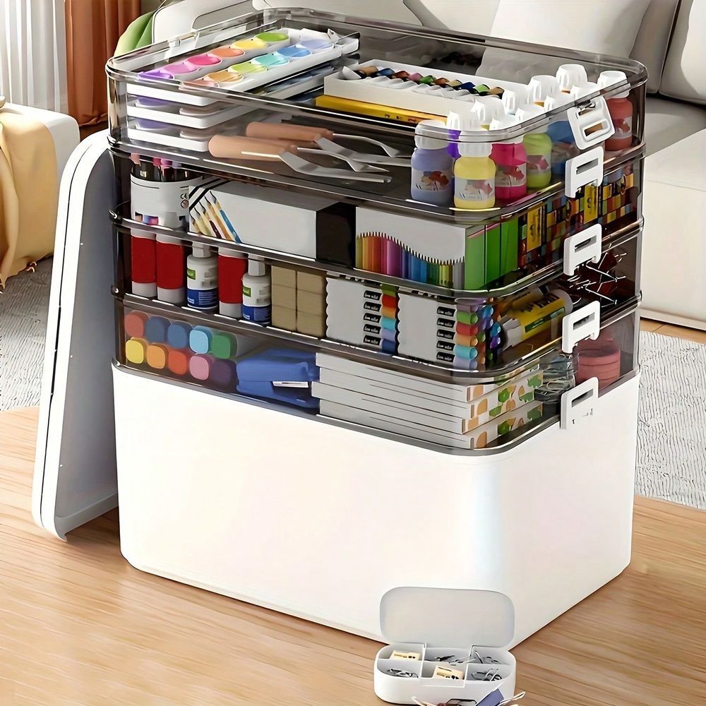 透明な多層式薬箱、大容量ポータブル仕切り付き収納ケース、お手 - Stationery のレビューと価格
